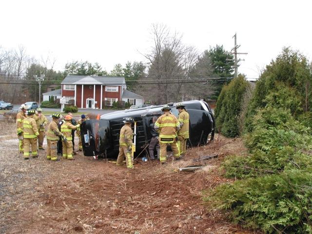 CFD Fire Fighters used specialized struts to properly secure the vehicle and prevent it from further movement.